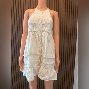 Anthropologie White Button-Front Mini Dress